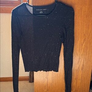 American Eagle Outfitters Black Speckled Long Sleeve Shirt